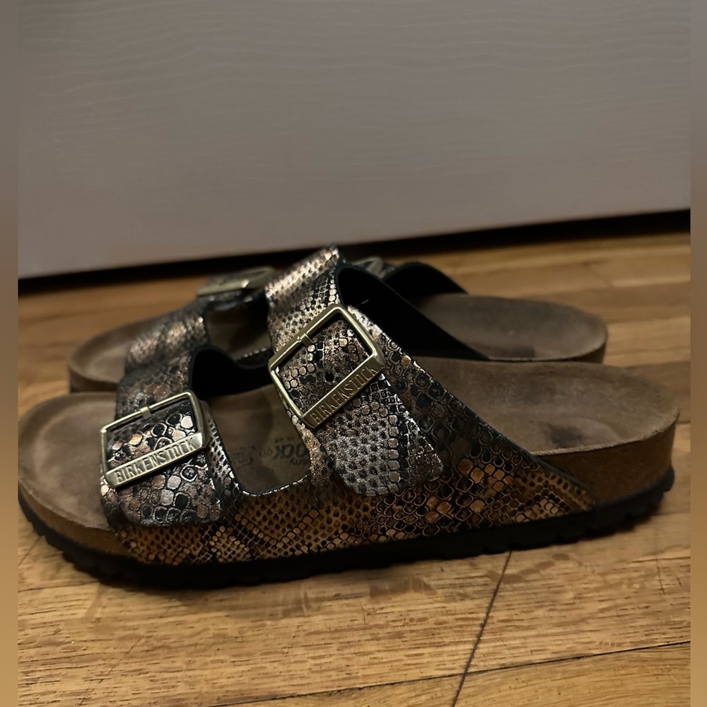 Metallic snakeskin Birkenstocks
